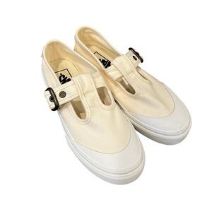 NWOB Vans Style 93 Mary Jane Cream Canvas Buckle Slip-On Sneakers Size 5